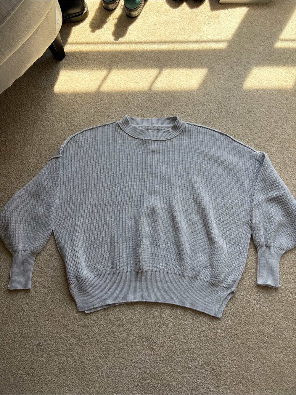 Aerie Light blue (grey?) 100% cotton oversized Knit Sweater